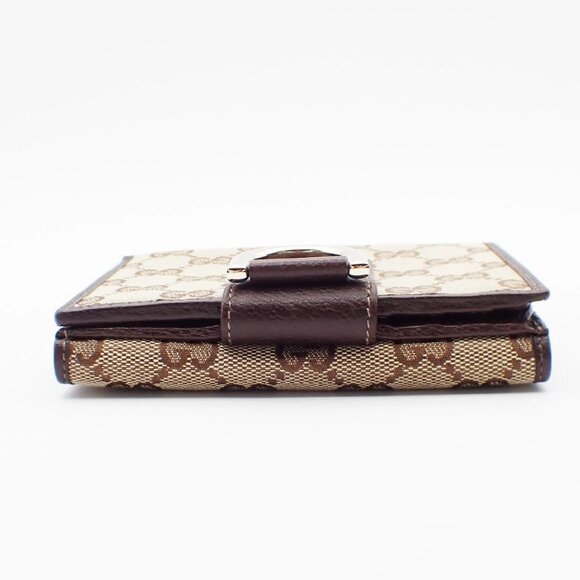 GUCCI Abbey GG Pattern Bifold Wallet Purse Canvas Leather Brown GHW 34YH606Pleas - Picture 5 of 14
